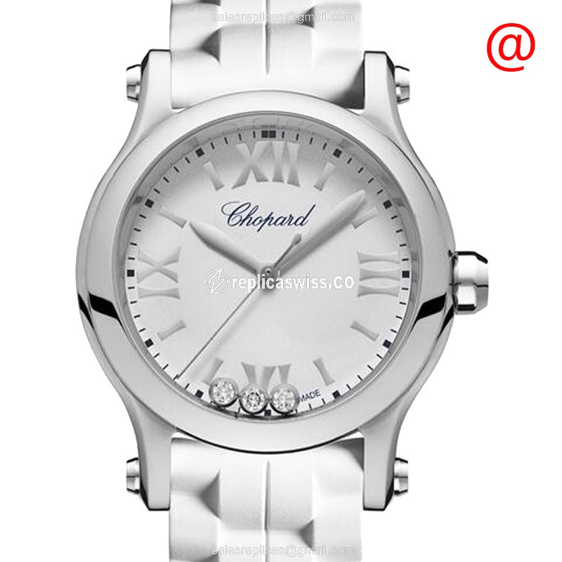 Chopard Happy Sport Quartz - White Dial - Rubber Strap - Buckle Clasp